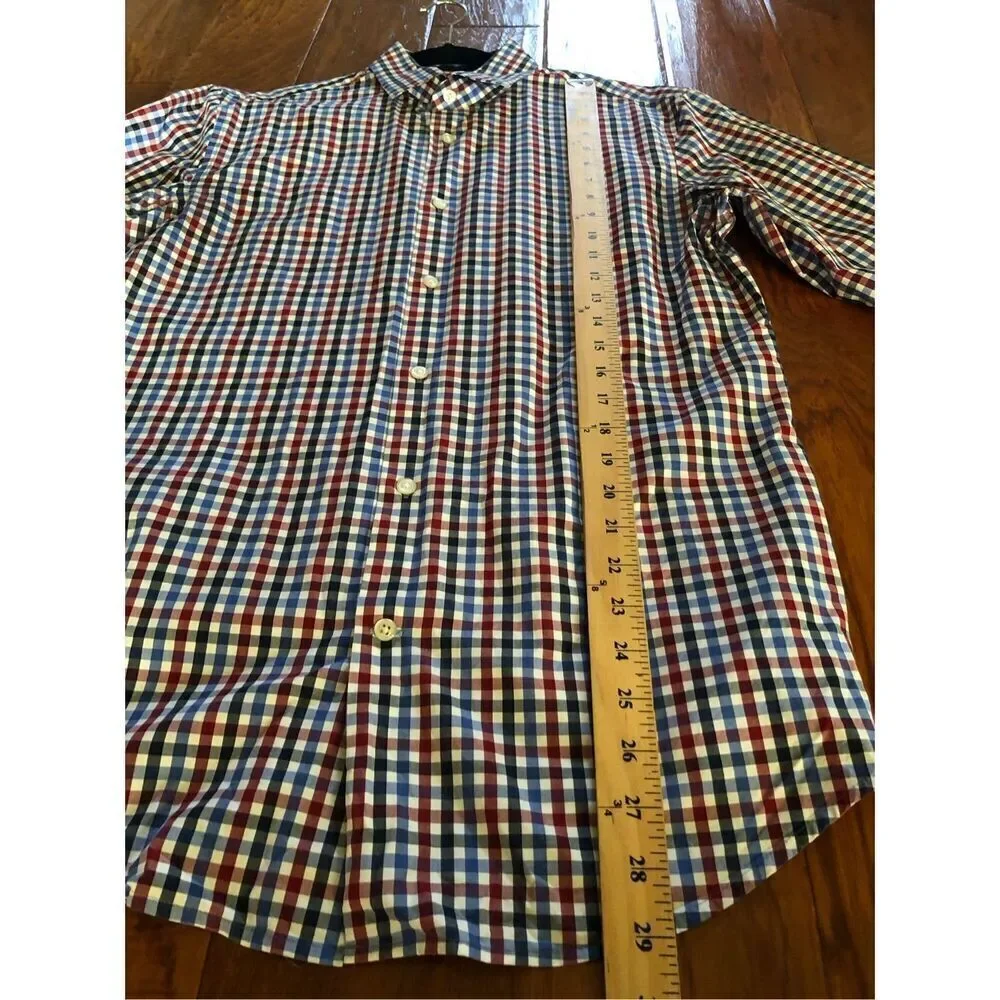 BANANA REPUBLIC 120s SUPIMA COTTON Plaid Multi Button up Shirt SZ M